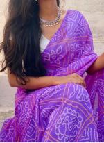 Georgette Lilac Daily Wear Printed Saree